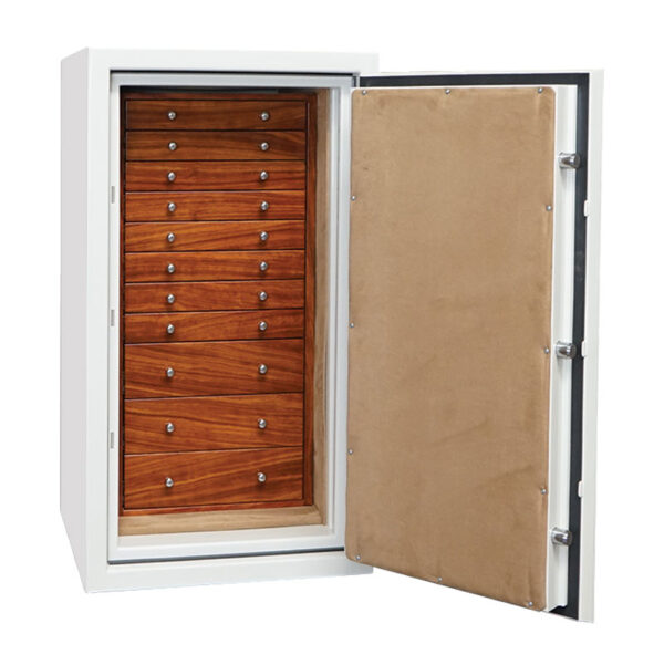 Amethyst in Alabaster with Chrome, Bubinga, Camel and 11 Drawers - Donna