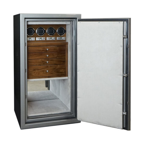 Amethyst in Titanium with Chrome, Walnut, Silver Mist, 4 Drawers and 4 Watch Winders
