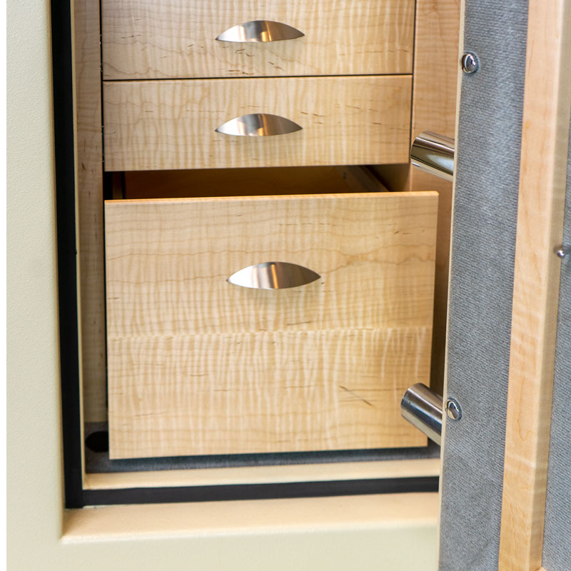 C54 in Textured Parchment with Curly Maple Drawers & File