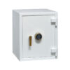 Sapphire Jewelry Safe in Alabaster High Gloss with Brass Trim