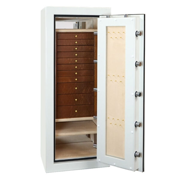 Emerald in Alabaster with Brass, 11 Drawers in Sapele, Champagne, Necklace Panel