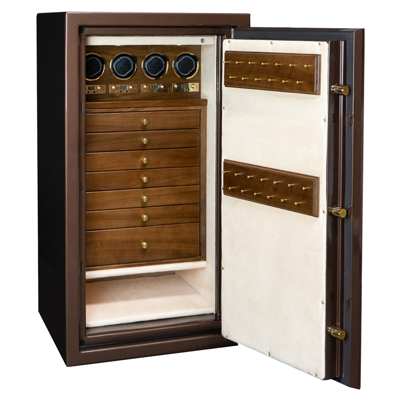 ウェレンドルフ Wellendorff ブラウン アクセサリーケース St Paul - Small/Tall Brown Jewelry Safe with Drawers+Watch Winders