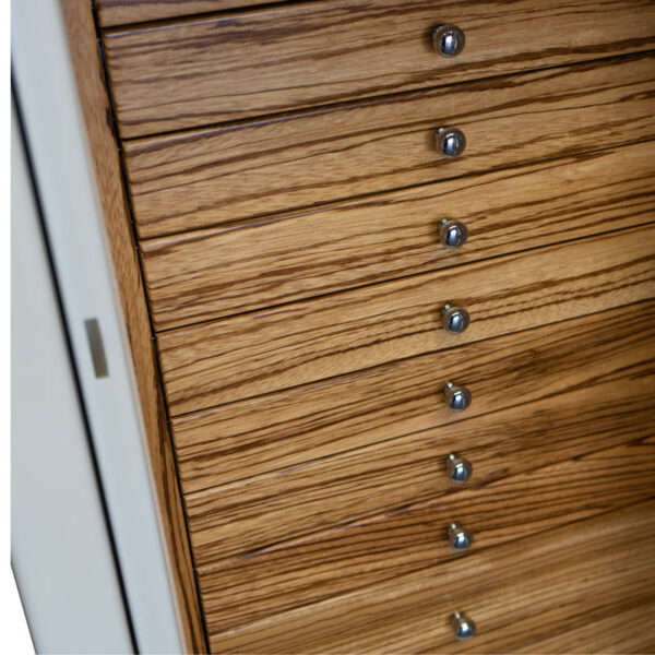 Amethyst in Alabaster with 11 Drawers in Zebra and Chrome Hardware