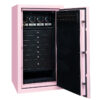 Amethyst in Precious Pink with Chrome Hardware, Ebony Microsuede, 7 Blackwood Drawers, 4 Watch Winders, Necklace Rack