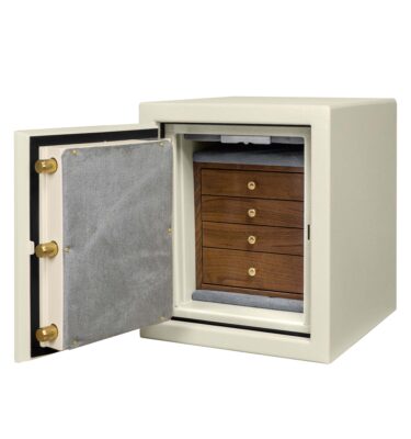 Taryn - C15 (Left Swing) Small Jewelry Safe in Textured Parchment