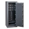 Emerald Jewelry Safe in Titanium, Chrome Hardware, 7 Blackwood Drawers, Charcoal Microsuede, 12 Programmable Watch Winders