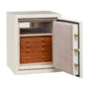 Sapphire in Warm Cream, Brass Hardware, 4 Cherry Jewelry Drawers, Oyster Microsuede