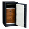 C34 Mid-Size Jewelry Safe in Textured Black, Chrome Hardware, 4 Walnut Drawers + File