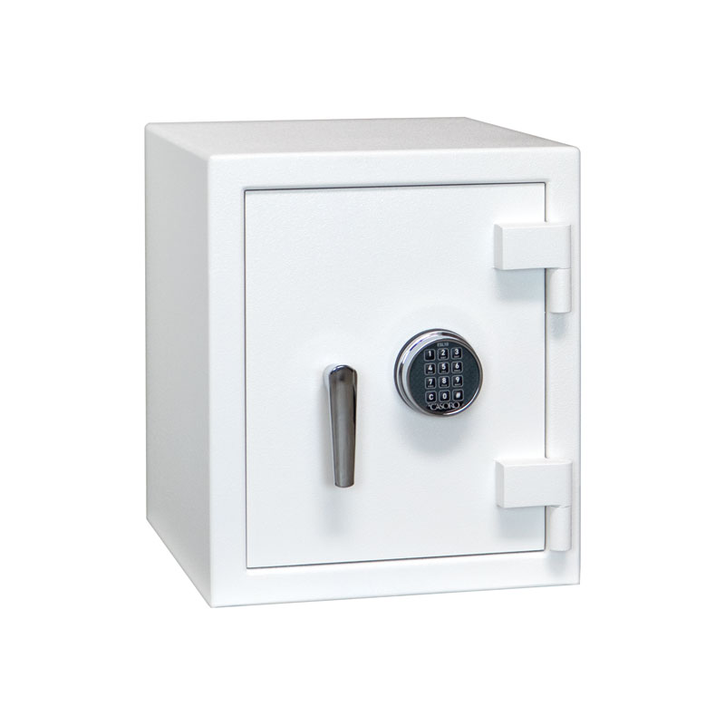 C15 (size) Jewelry Safe in Textured White with Polished Chrome Trim