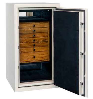 Amethyst in Warm Cream with Matte Black, 7 High Gloss Bocote Drawers