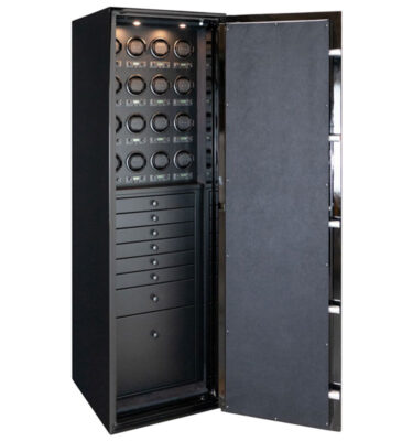 Emerald TL15 in Onyx with Matte Black Interior, 7 Drawers, File, 16 WOLF 1834 Watch Winders