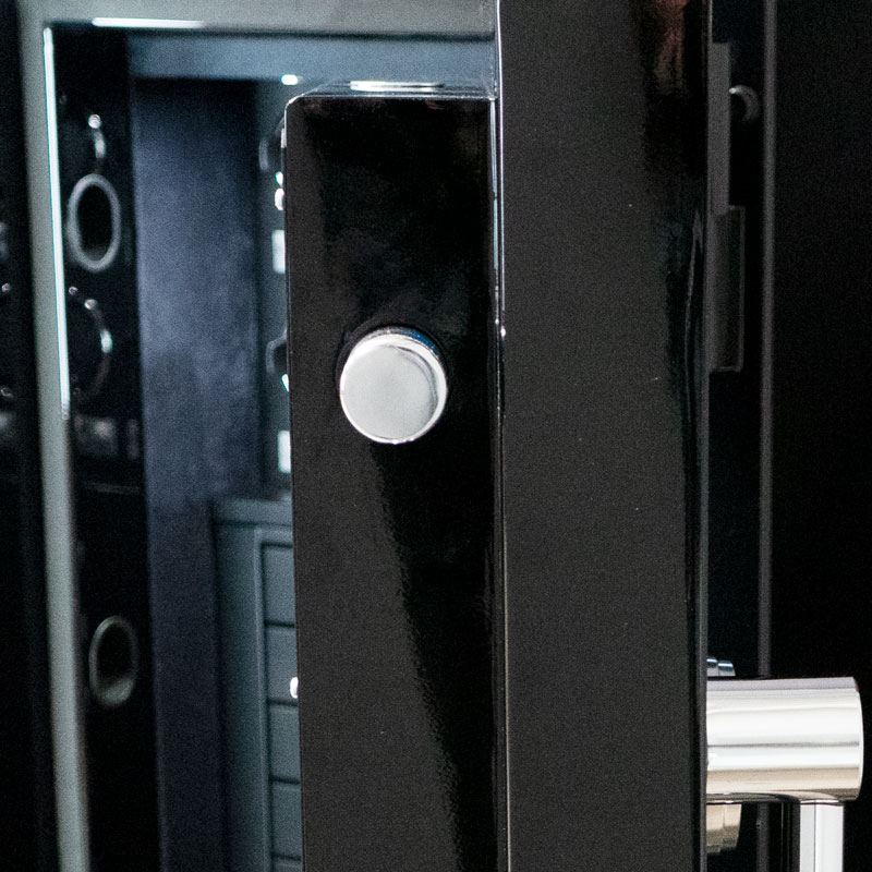 Interior Door of Arnold - Amethyst in Onyx, Chrome Hardware, 6 Blackwood Drawers, 8 Wolf Watch Winders, Ebony Microsuede