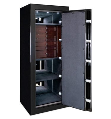 Emerald Jewelry Safe in Onyx, 7 High Gloss Wenge Drawers for Jewelry