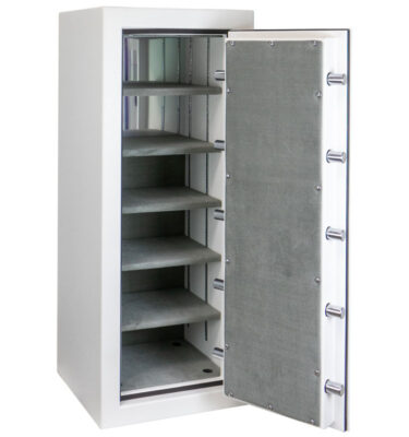 C54 in Textured White, Polished Chrome, 5 Shelves