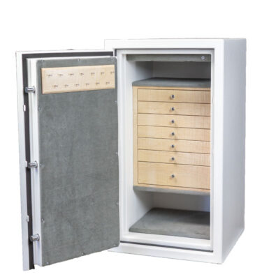 Keith - (Left Swing) C34 Jewelry Safe in Textured White