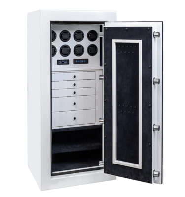 Leah – Petite Emerald RSCII Jewelry & Watch Safe in Alabaster - Fire and Burglar Resistance Ideal for Upstairs Installations