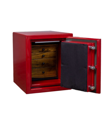 Drea - Topaz Small Jewelry Safe in Garnet Red