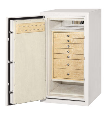 Bonita - Amethyst (Left Swing) Jewelry Safe in Warm Cream