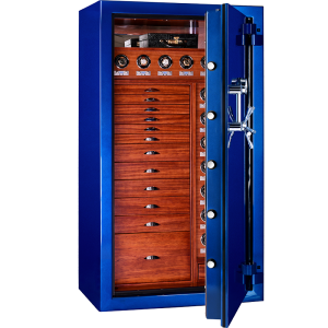 Ruby, X-Large/Tall Blue Jewelry Safe With Drawers Watch Winders For Home